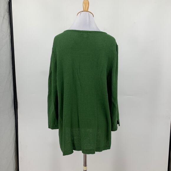 J Jill Sweater Womens L Large Basil Linen Blend Lightweight Bracelet Sleeve - Picture 7 of 14